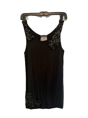 Alice + Olivia Black Embellished Sleeveless Tank Top